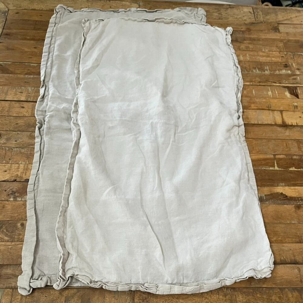 2 Simple & Opulence 100% Light Beige Linen Pillowcases 35" x 19"
